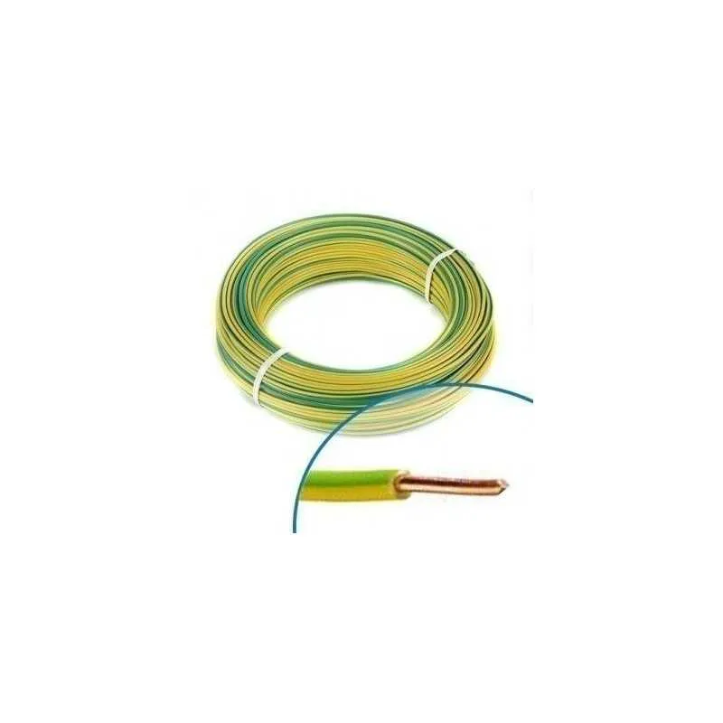 FIL RIGIDE H07VU4 VERT JAUNE 100M