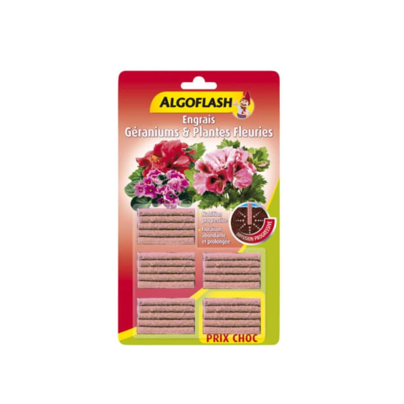 25 BÂTONNETS ENGRAIS GÉRANIUMS and PLANTES FLEURIES ALGOFLASH